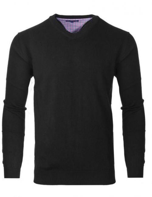 Pánsky bavlnený sveter s výstrihom do V Jameson čierny XL