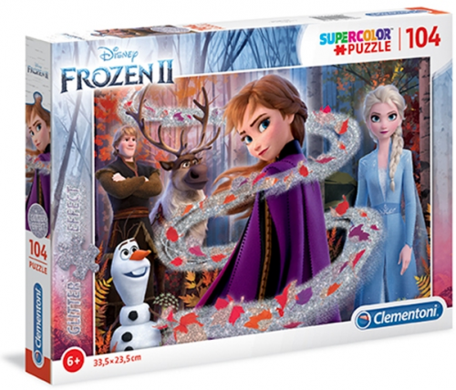 Clementoni 20162 - Puzzle Supercolor Glitter 104 Frozen 2