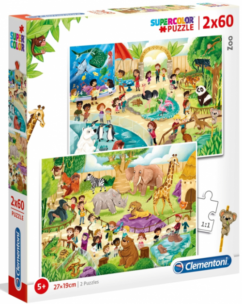 Clementoni 21603 - Puzzle Supercolor 2x60 Zoo