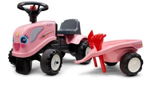 Odstrkovadlo - traktor Landini růžový s volantem a valníkem