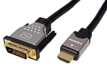 Roline DVI-HDMI kabel, DVI-D(M) - HDMI A(M), černostříbrný, 2m