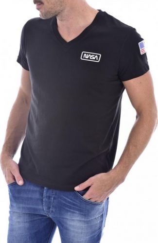 Originální NASA tričko V NECK BASIC WORM - Black Barva: Černá, Velikost: M