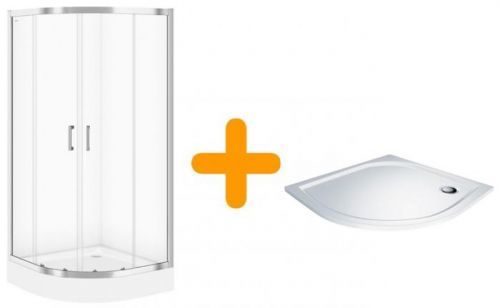 AKCE/SET/CERSANIT SPRCHOVÝ KOUT ČTVRTKRUH 90x90 TRANSPARENT SKLO + VANIČKA S158-005-SET1
