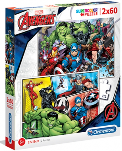 Clementoni 21605 - Puzzle Supercolor 2x60 Avengers