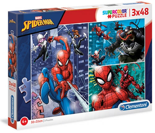 Clementoni 25238 - Puzzle Supercolor 3x48 Spiderman