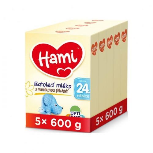 5 x HAMI 24+ s příchutí vanilky (600 g) – kojenecké mléko