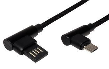 Roline USB 2.0 kabel, oboustranný USB A(M) - micro USB B(M), lomené konektory (90°), 1,8m