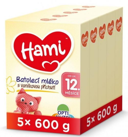 Hami 12+ batolecí mléko s vanilkovou příchutí 5x 600 g