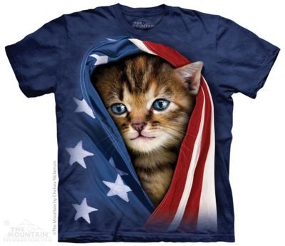 Tričko dětské The Mountain Patriotic Kitten - modré, L