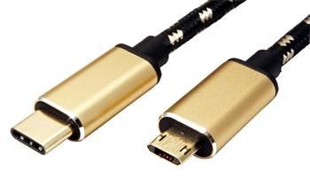 Roline GOLD USB 2.0 kabel, oboustranný microUSB A(M) - USB C(M), 4,5m