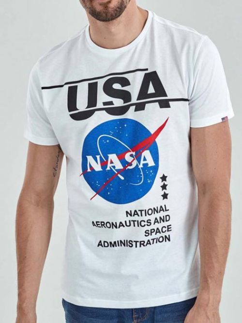 Pánske tričko s potlačou SpaceX biela l
