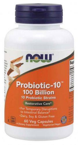 NOW® Foods NOW Probiotic-10, probiotika, 100 miliard CFU, 10 kmenů, 60 rostlinných kapslí