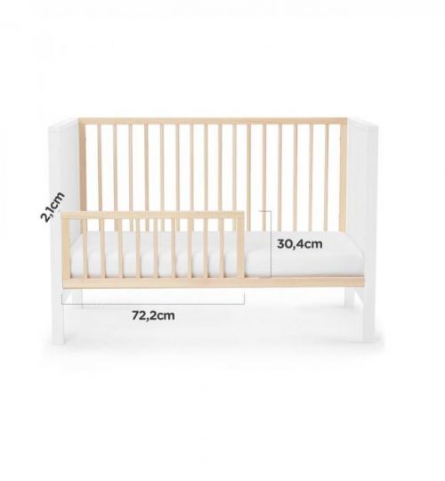 KinderKraft Baby wooden cot MIA guardrail + mattress white