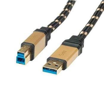 Roline Gold USB 3.0 SuperSpeed kabel USB3.0 A(M) - USB3.0 B(M), 0,8m