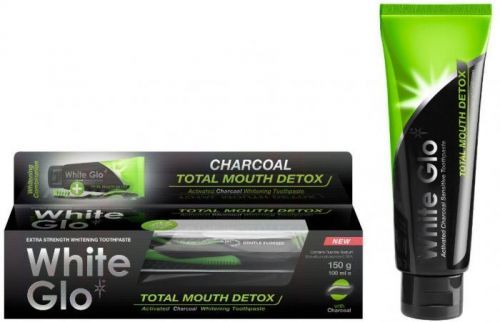 White glo bělící zubní pasta Total Detox Charcoal 150g + zubní kartáček