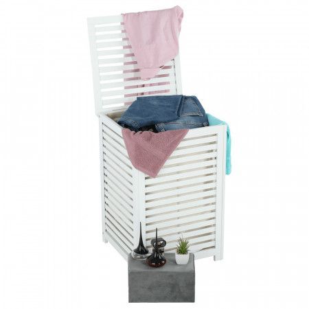 Tempo Kondela Koš na prádlo, lakovaný bambus/bílá/béžová, BASKET