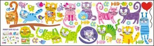 SAMOLEPKY NA ZEĎ FUNNY CATS 0,5 m2