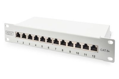 DIGITUS CAT 6A Patch Panel, shielded, 12-Port label field, 1U, 10