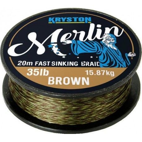 Pletenka Kryston MERLIN FAST SINKING BRAID 20m / 15lb / 6,8kg - BROWN