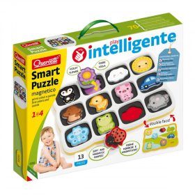 Quercetti Smart Puzzle magnetico first colors and words – magnetická skládačka