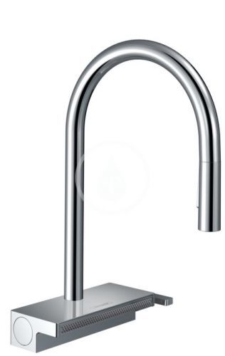 HANSGROHE M81 Dřezová baterie Aquno Select s výsuvnou koncovkou a plochým sprchovým proudem, chrom 73837000