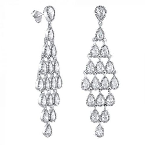 SILVEGO luxusní stříbrné náušnice se zirkony na puzetu - MWE13983A