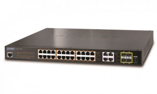 Planet GS-4210-24P4C PoE switch L2/L4, 28(24 PoE)x 1000Base-T, 4x SFP, Web/SNMPv3, ext 10Mb/s, 802.3at-220W, GS-4210-24P4C