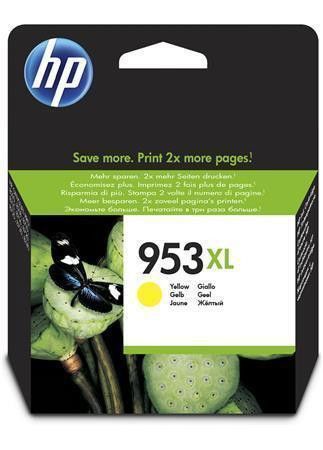 Inkoustová cartridge HP 953XL, do tiskárny OfficeJet Pro 8210, 8700, žlutá, 1,6k, HP, F6U18AE