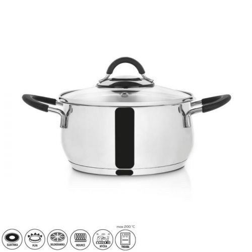 Kastrol nerez DALIE 2,6 l skleněná poklice ORION