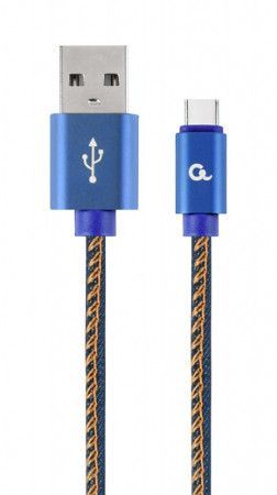 Gembird Premium jeans (denim) Type-C USB cable with metal connectors, 2m, blue