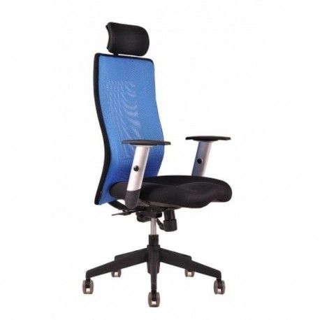 Office Pro Kancelářská židle CALYPSO GRAND BP/SP1 Hlavová opěrka bez hlavové opěrky Čalounění OFFICE PRO  Modrý opěrák / černý sedák