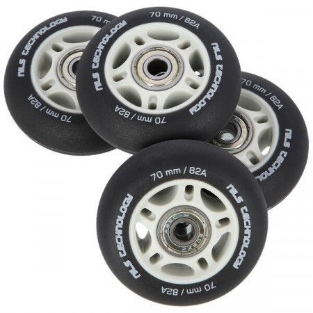 Matné kolečka NILS Extreme PU 70x24 82A s ložisky ABEC 9, černé, 4 ks