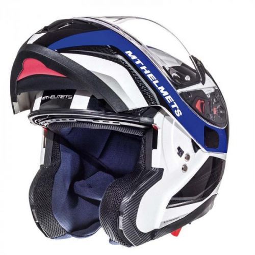 MT Helmets Atom Tarmac bílo-černo-modrá