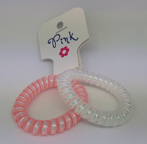 PINK - Gumičky do vlasů - růžová a perleťová