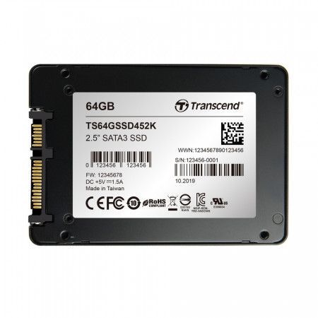 TRANSCEND SSD452K 64GB Industrial (3K P/E) SSD disk 2.5