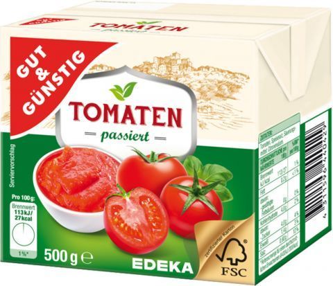 Tomaten passiert - Rajčatové pyré 500g Edeka