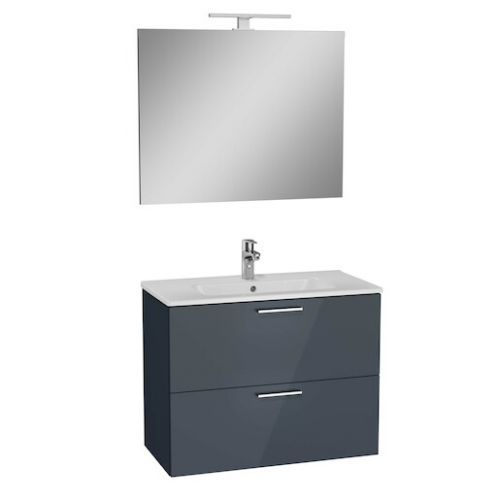 Koupelnová skříňka s umyvadlem zrcadlem a osvětlením Vitra Mia 79x61x39,5 cm antracit lesk MIASET80A