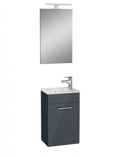 Koupelnová skříňka s umyvadlem zrcadlem a osvětlením Vitra Mia 39x61x28 cm antracit lesk MIASET40A