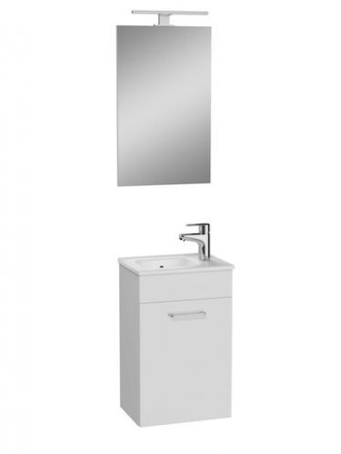 Koupelnová skříňka s umyvadlem zrcadlem a osvětlením Vitra Mia 39x61x28 cm bílá lesk MIASET40B