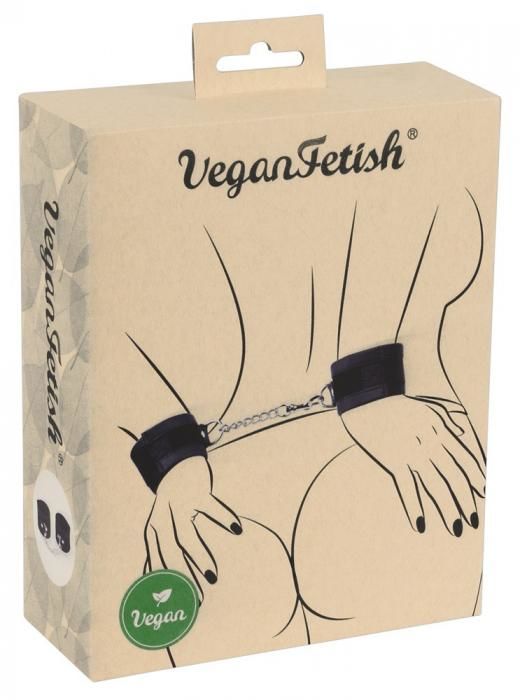 Vegan Fetish Wrist Clamp with Short Chain (Black)