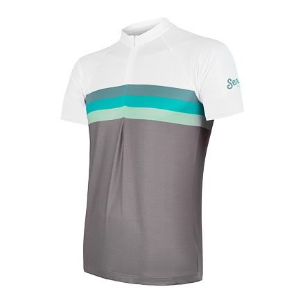 SENSOR CYKLO SUMMER STRIPE pánský dres kr.rukáv šedá/zelená Velikost: M