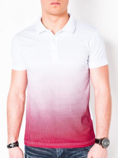Pánske tričko s límčekom a krátkym rukávom Roscoe bielo-červené S