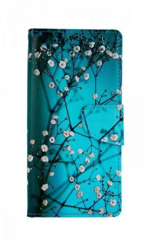 Kryt TopQ Xiaomi Redmi Note 9 knížkový Modrý s květy 50603