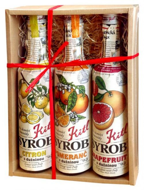 Kitl (sirupy, medovina) Dárková sada Syrob Citrusy - obsahuje grep, citron, pomeranč 3x0,5l Kitl