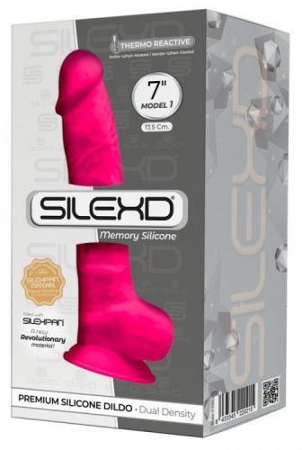 Silexd 7 - adjustable, adhesive sole, testicle dildo - 17,5cm (pink)