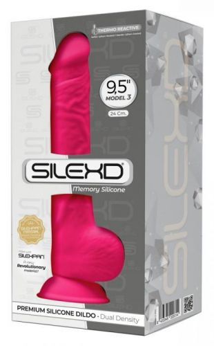 Silexd 7 - adjustable, adhesive sole, testicle dildo - 24cm (pink)