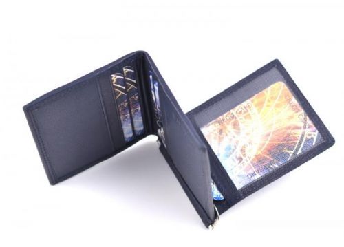 Pánská kožená peněženka-dolarka s pérkem a doklady modrá, 11 x 0 x 8 (SB00-SC845-41KUZ)