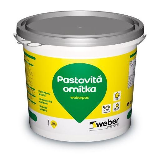 Omítka pastovitá weberpas silikon zrnitá 1,5 mm bílá 25 kg