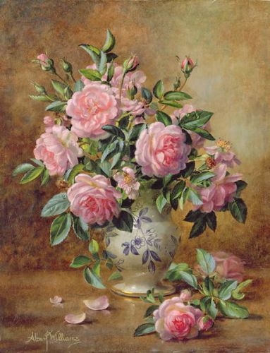 Albert Williams Obraz, Reprodukce - A Medley of Pink Roses, Albert Williams