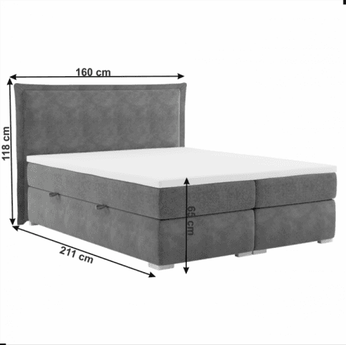 Boxspringová postel MEGAN šedá Tempo Kondela 160 x 200 cm